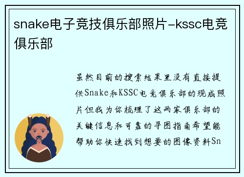 snake电子竞技俱乐部照片-kssc电竞俱乐部